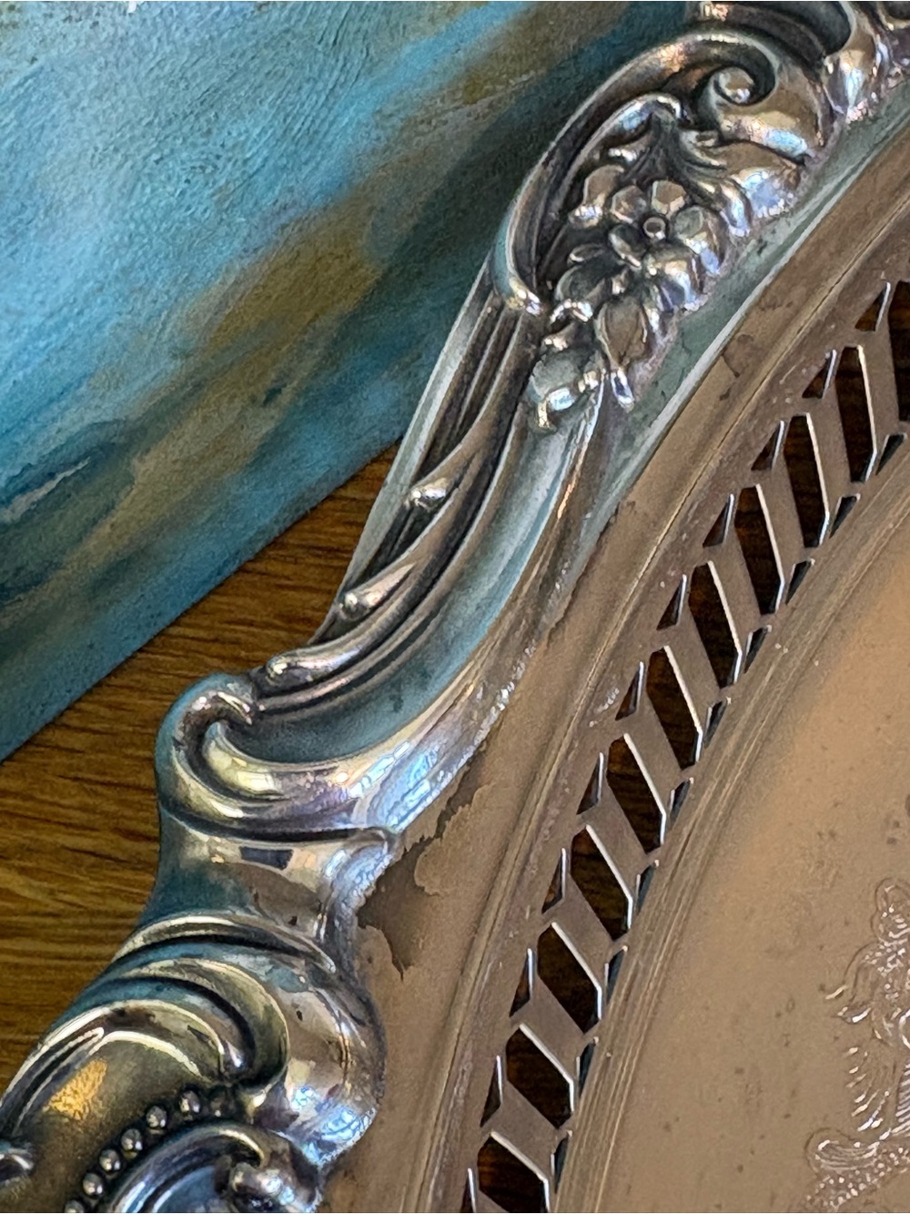 Vintage Wallace Baroque Silverplate Tray 13.25” - Picture 10 of 15